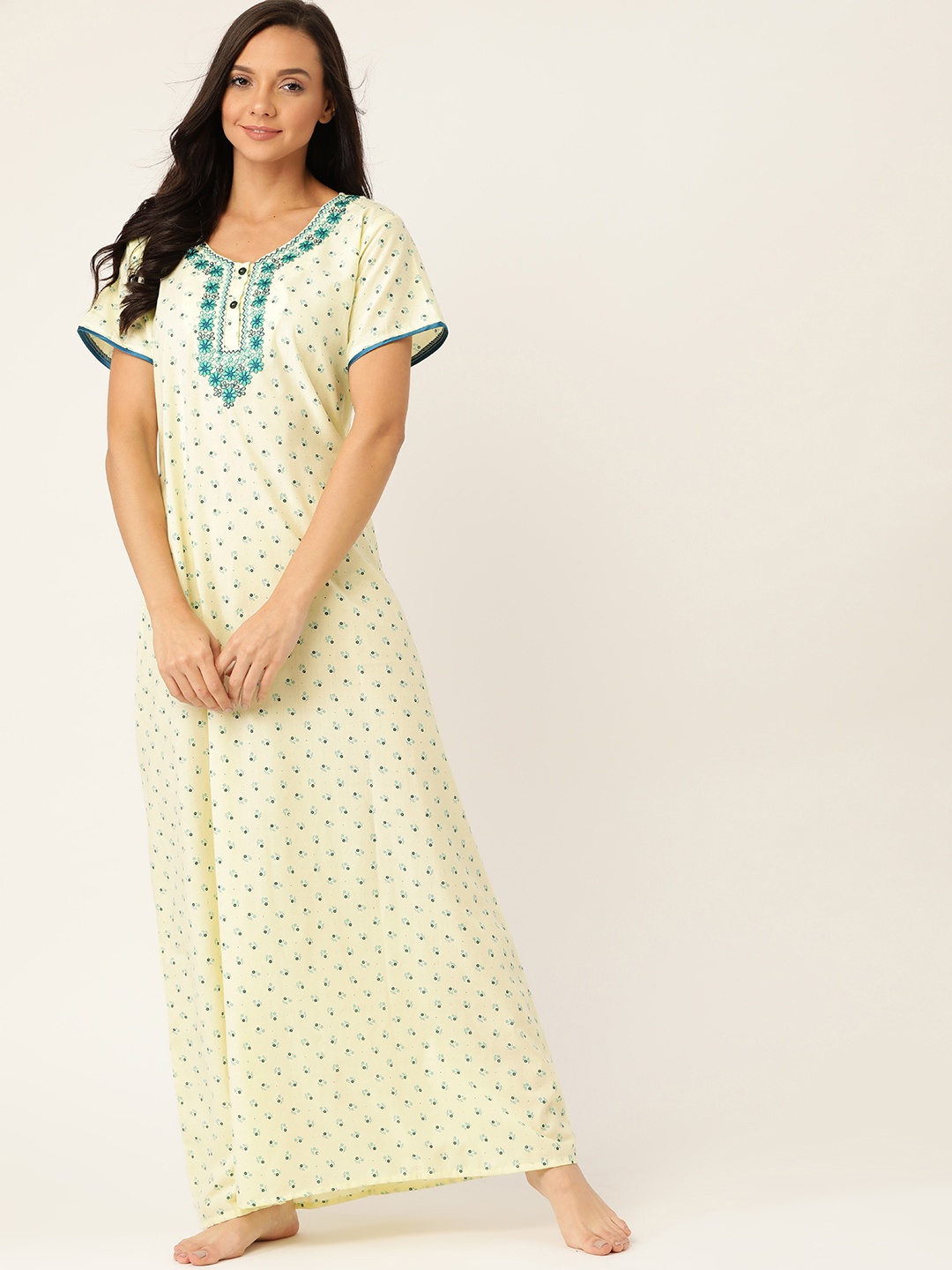 

ETC Yellow & Blue Printed Nightdress