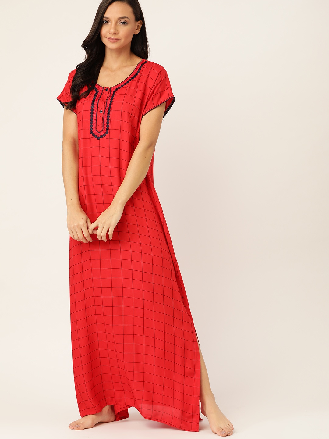 

ETC Red & Navy Blue Checked Nightdress