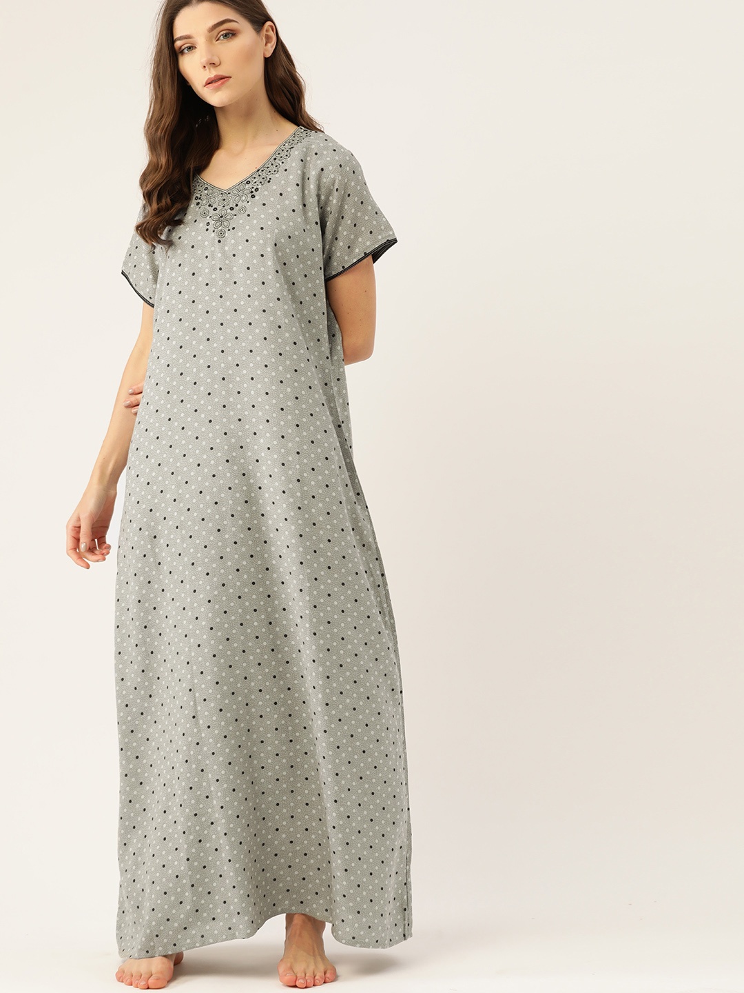 

ETC Grey & Black Printed Nightdress