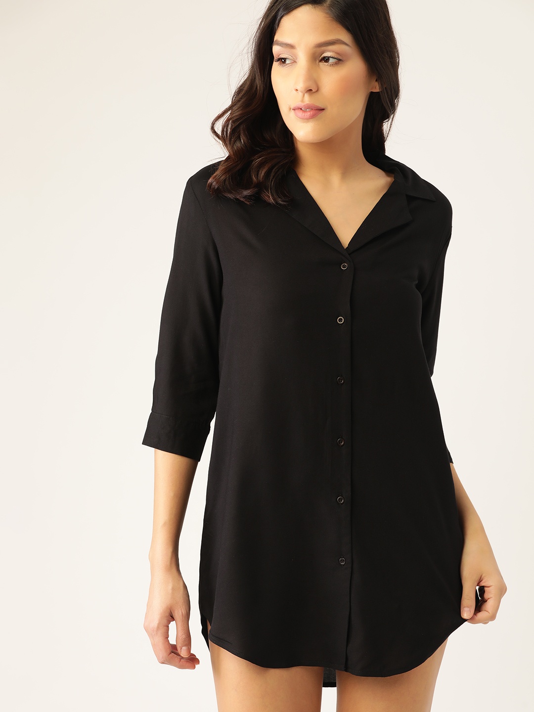 

ETC Black Solid Nightdress