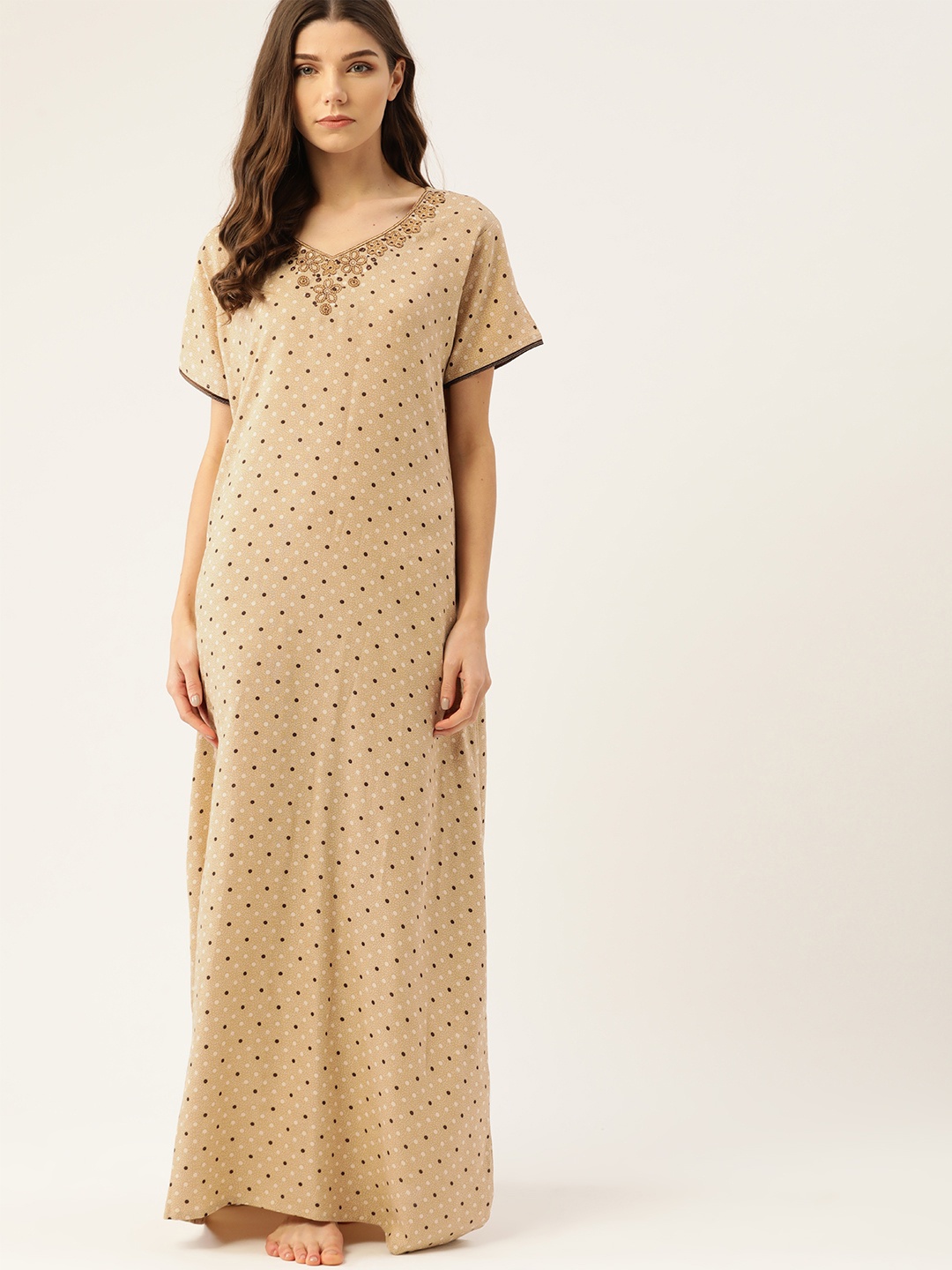 

ETC Beige & Brown Printed Nightdress