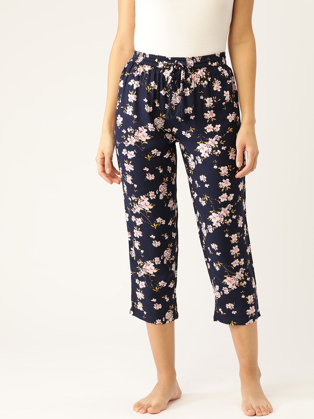 

ETC Women Navy Blue & White Floral Print Lounge Pants