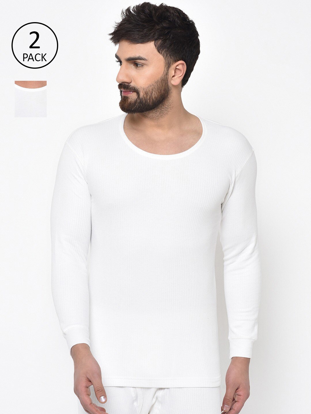 

ARMISTO Men Pack of 2 White Solid Thermal Vest