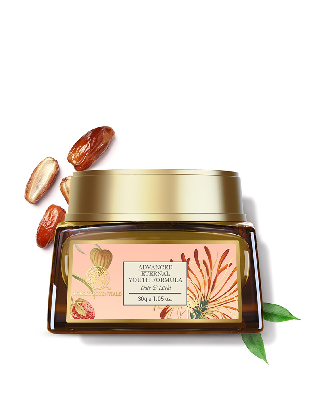 

Forest Essentials Advanced Eternal Youth Formula Date & Litchi Anti-Aging Night Cream 30g, Peach