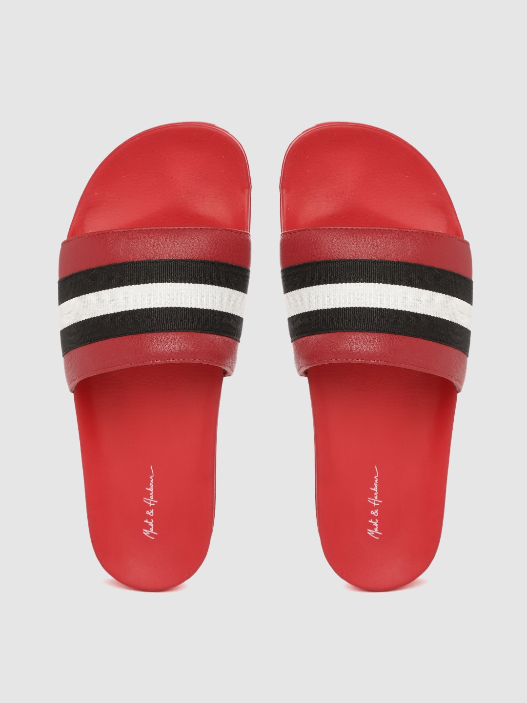 

Mast & Harbour Men Red & Black Striped Sliders