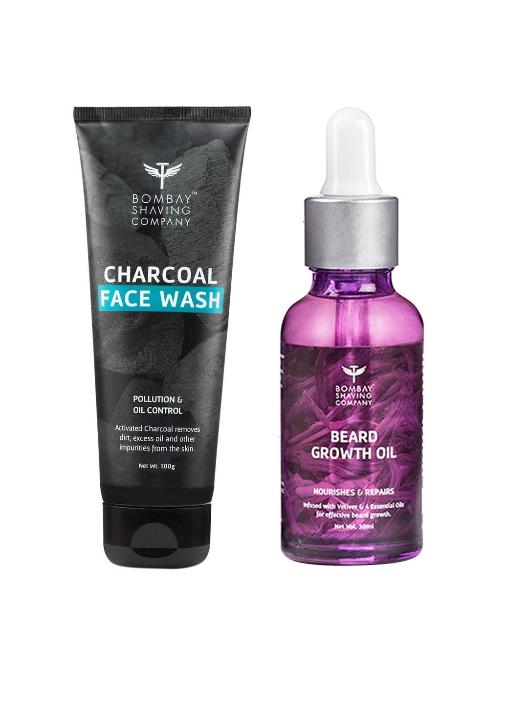 

Bombay Shaving Company Men Set of Unisex Activated Charcoal Face Wash & Beard Growth Oil, Black