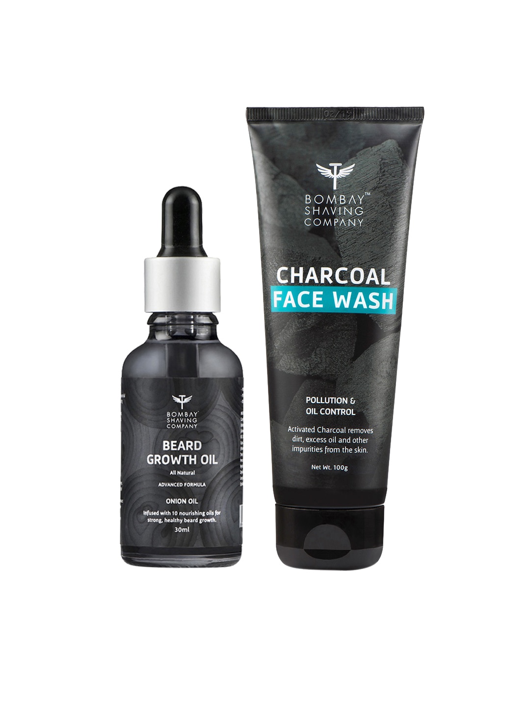 

Bombay Shaving Company Set of Unisex Activated Charcoal Face Wash & Onion Beard Growth Oil, Black