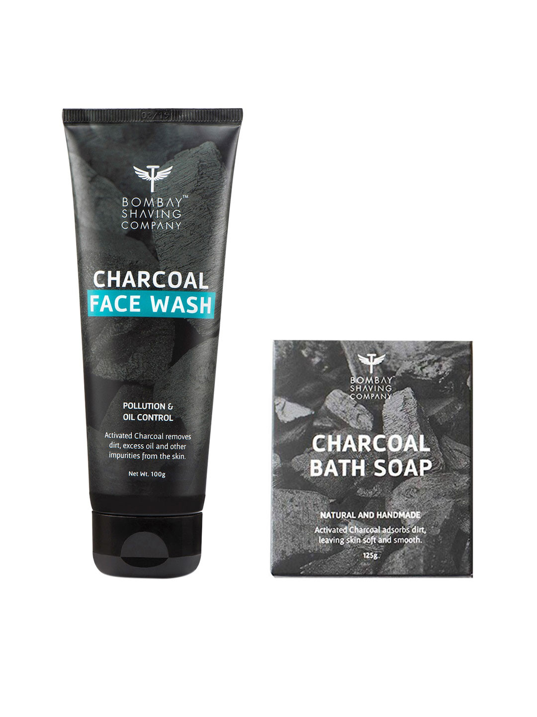 

Bombay Shaving Company Unisex Set of 3 Charcoal Bath Soaps & Charcoal Face Wash, Black