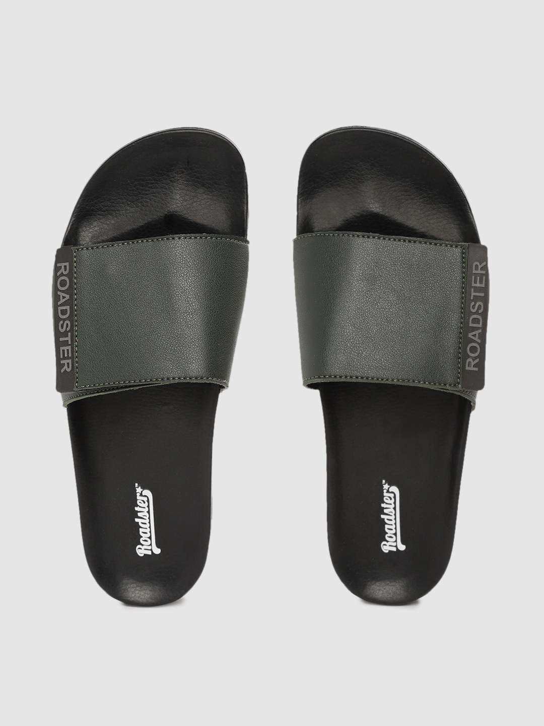 

Roadster Men Olive Green Solid Sliders