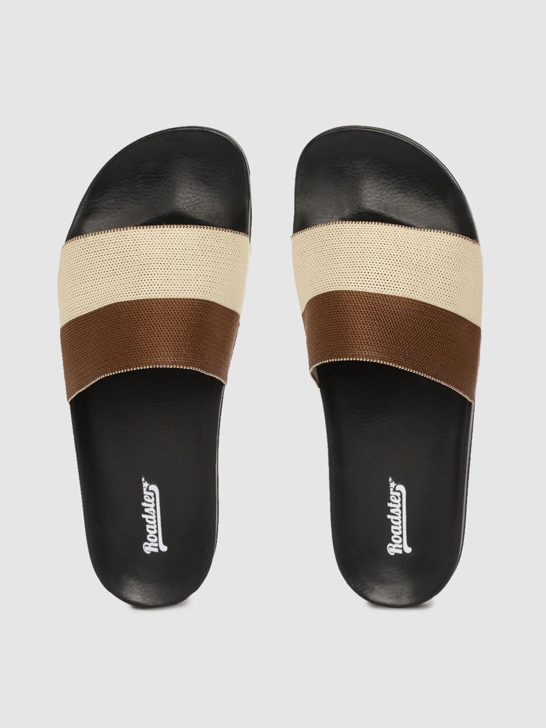 

Roadster Men Beige & Brown Colourblocked Sliders