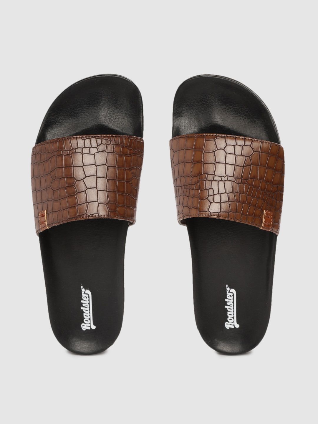 

Roadster Men Brown Croc Textured Sliders