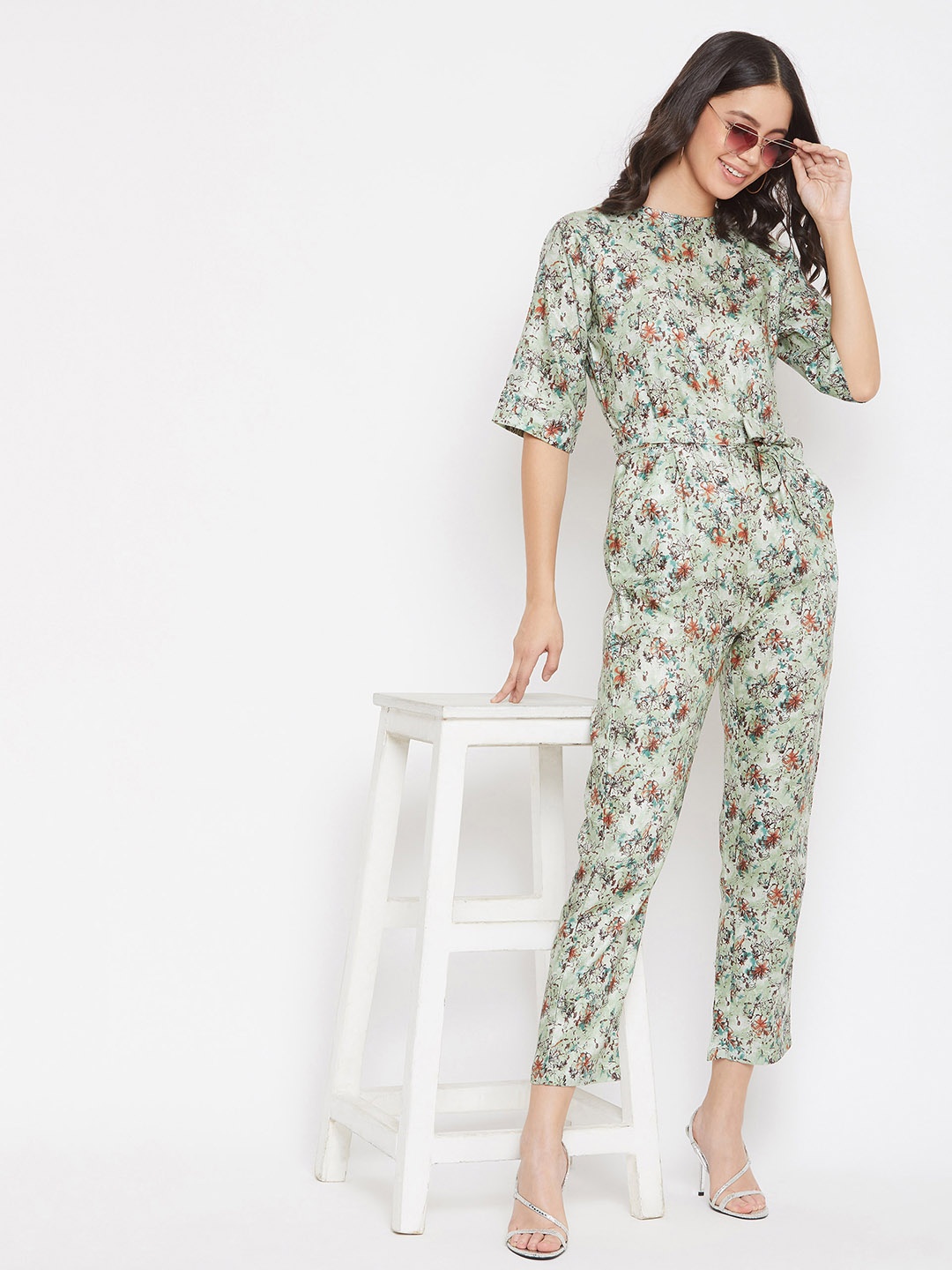 

Crimsoune Club Women Green & Brown Printed Basic Jumpsuit