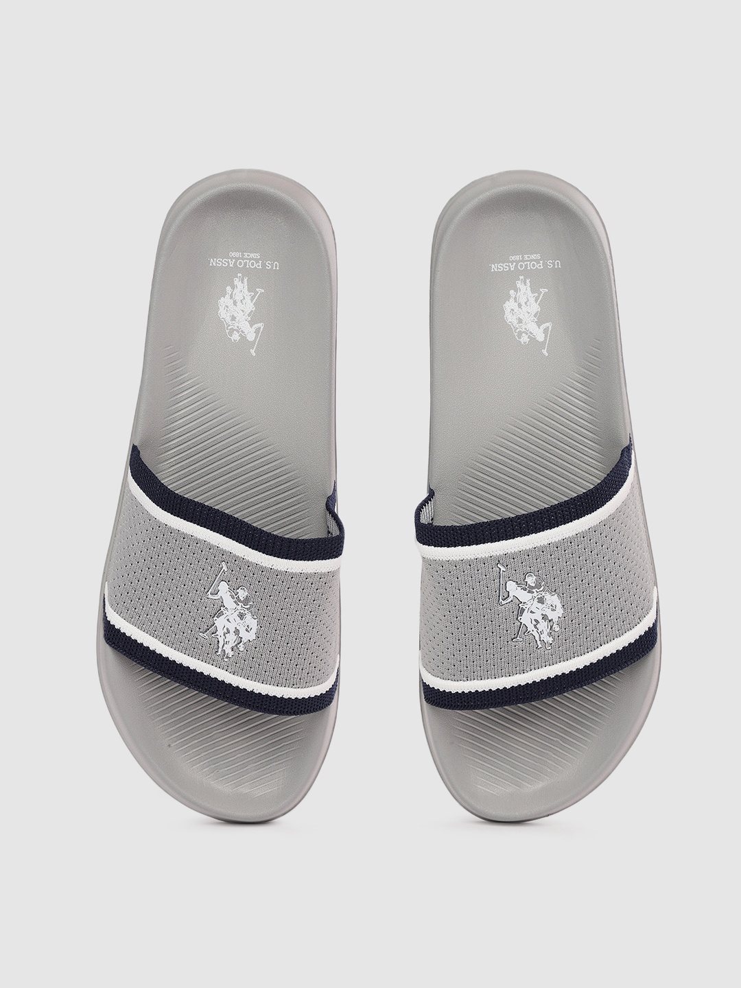 

U.S. Polo Assn. Men Grey EVANDER Self Design Sliders