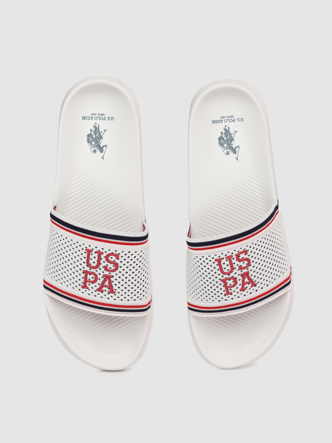 

U.S. Polo Assn. Men Off-White BREYTON Self Design Sliders