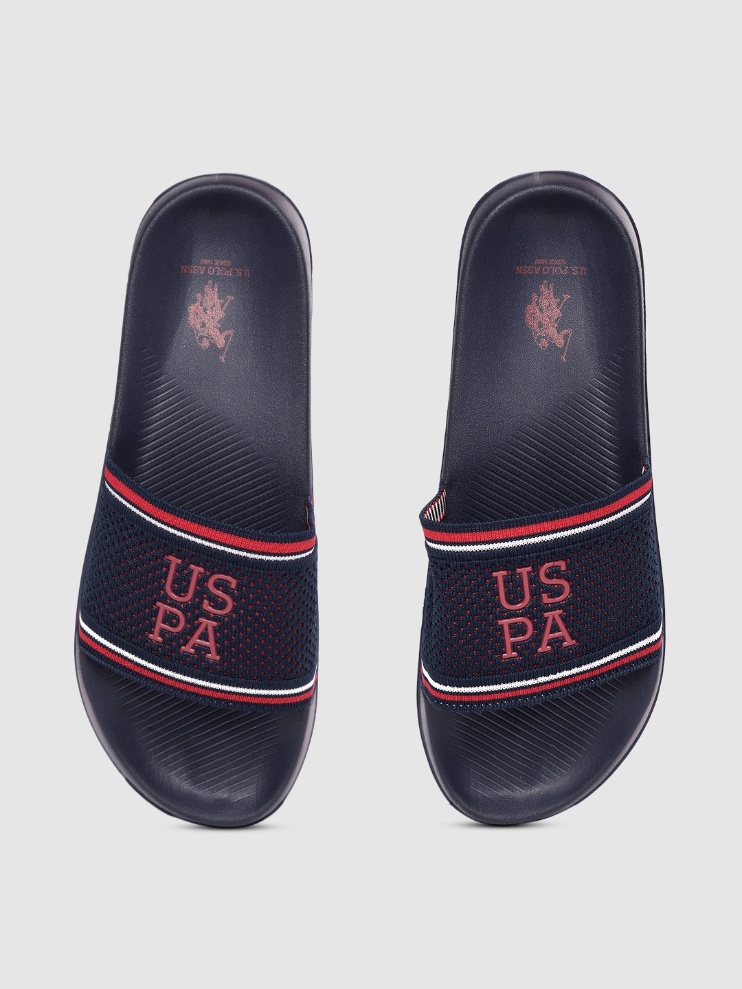 

U.S. Polo Assn. Men Navy Blue BREYTON Self Design Sliders
