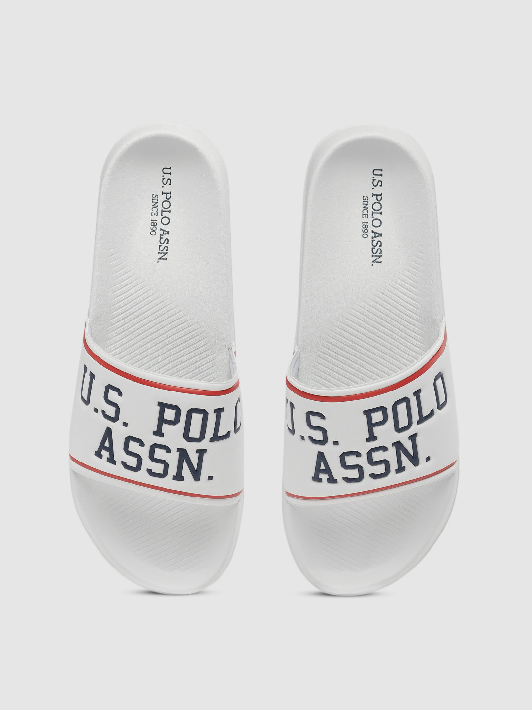 

U.S. Polo Assn. Men White & Blue TORRES 2.0 Printed Sliders