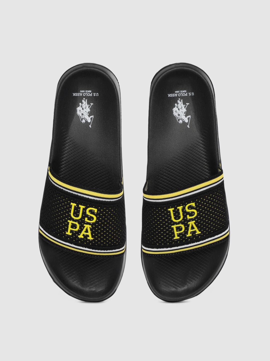 

U.S. Polo Assn. Men Black BREYTON Self Design Sliders