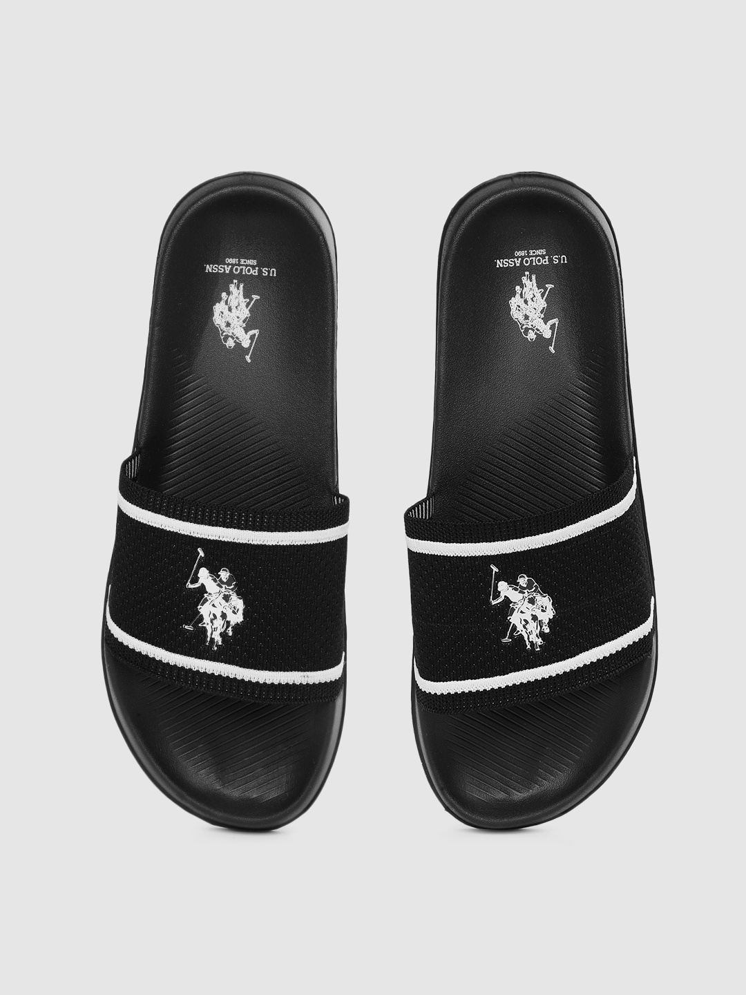 

U.S. Polo Assn. Men Black EVANDER Self Design Sliders