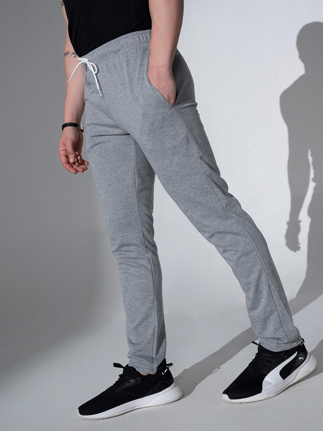 

Hubberholme Men Grey Solid Track Pants