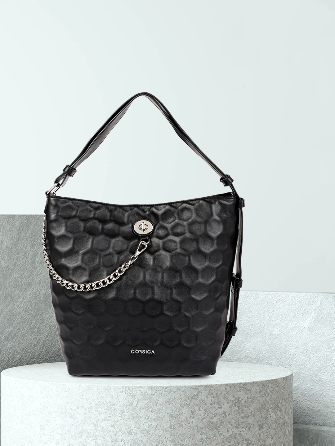 

CORSICA Black Solid Hobo Bag