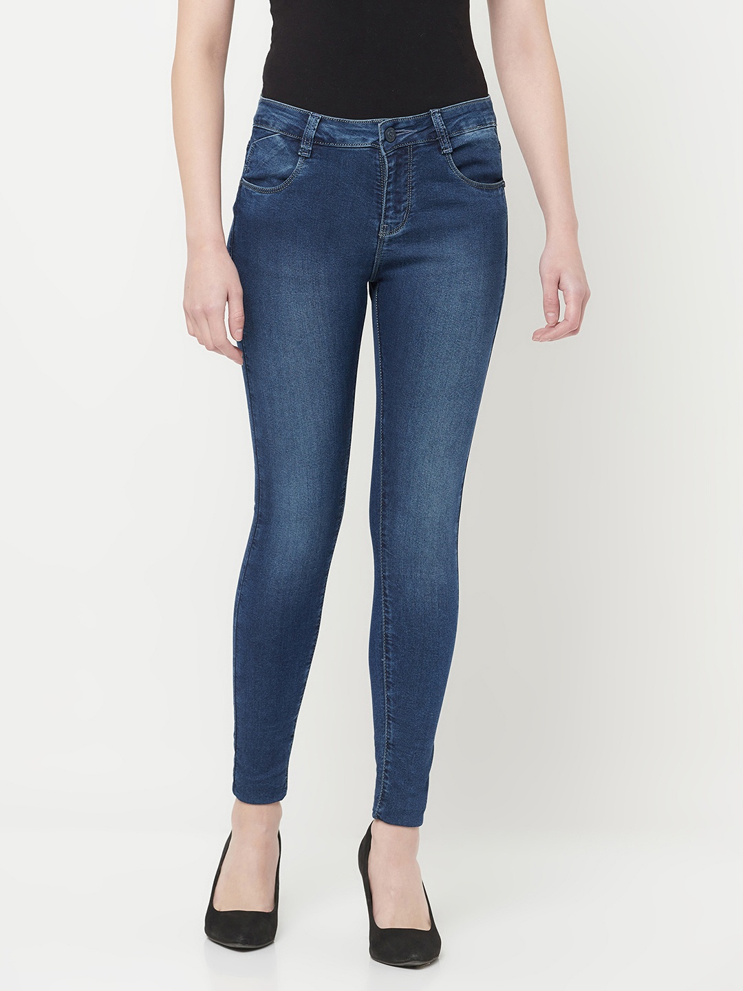

Crimsoune Club Women Navy Blue Super Skinny Fit Mid-Rise Clean Look Jeans