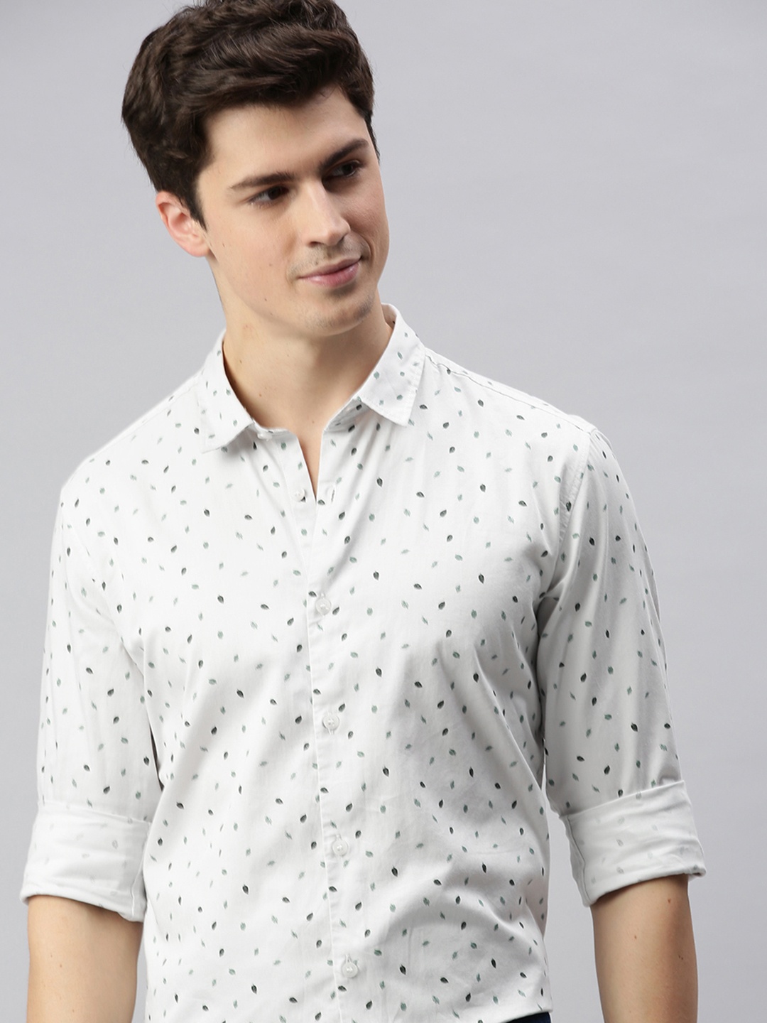 

Mast & Harbour Men White Regular Fit Printed Casual Shirt