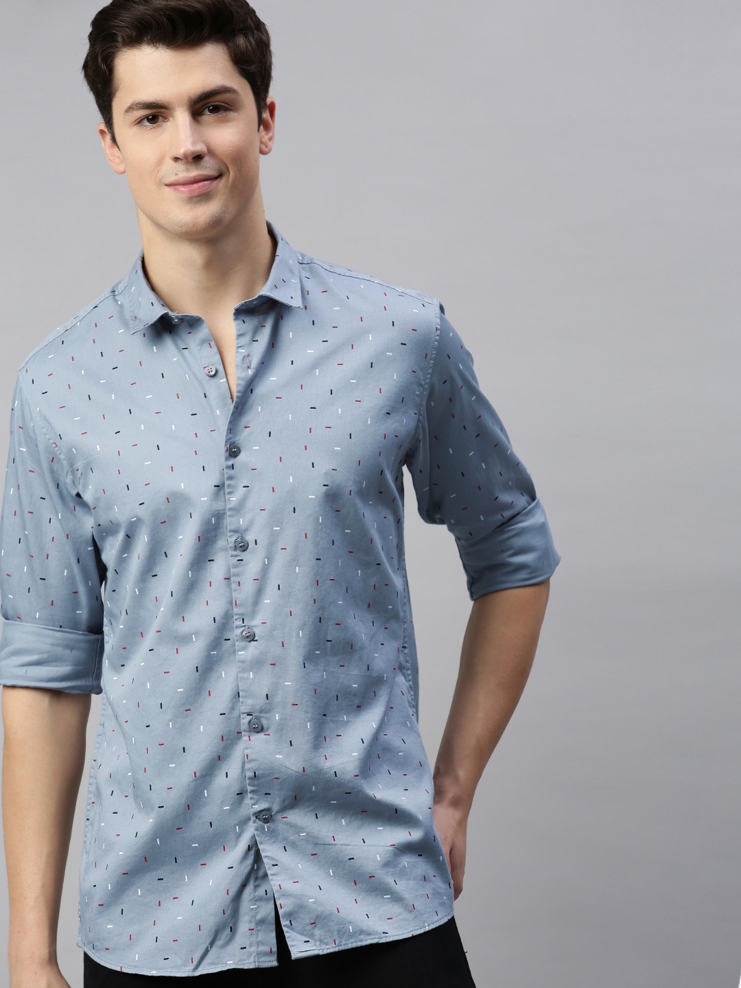 

Mast & Harbour Men Blue Regular Fit Printed Casual Sustainable Shirt