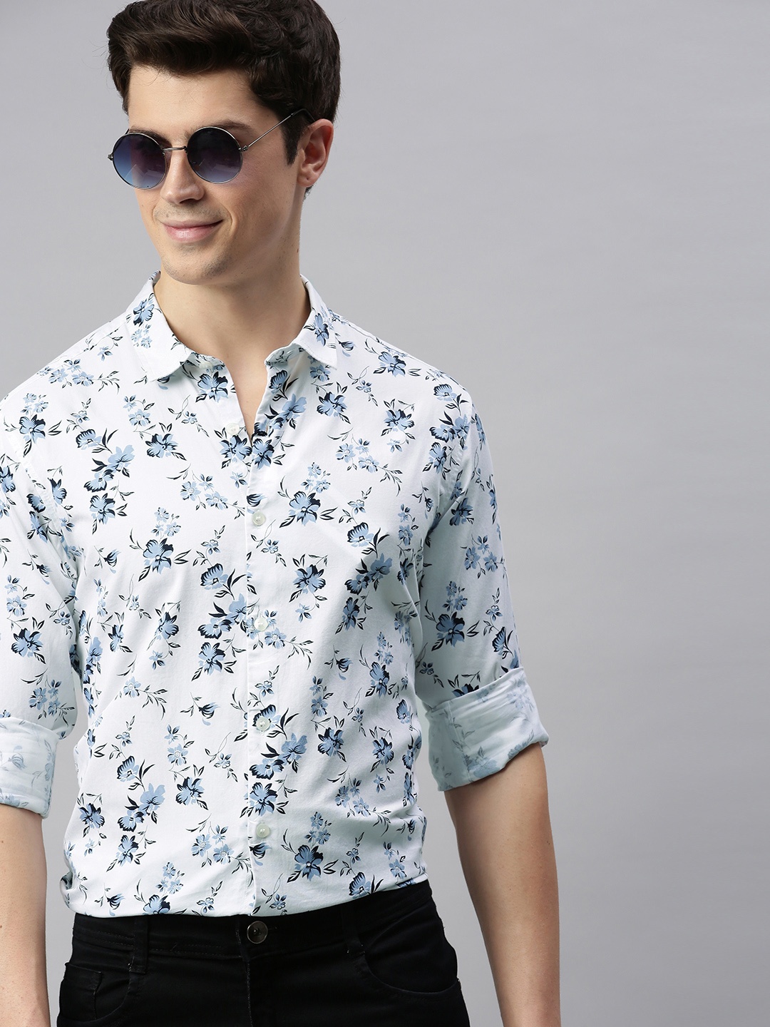 

Mast & Harbour Men White Regular Fit Printed Casual Shirt