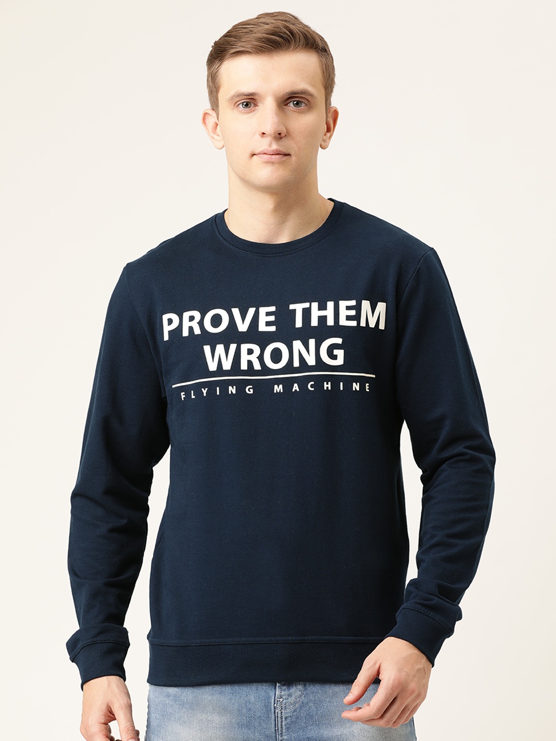 

Flying Machine Men Navy Blue Printed Sweatshirt