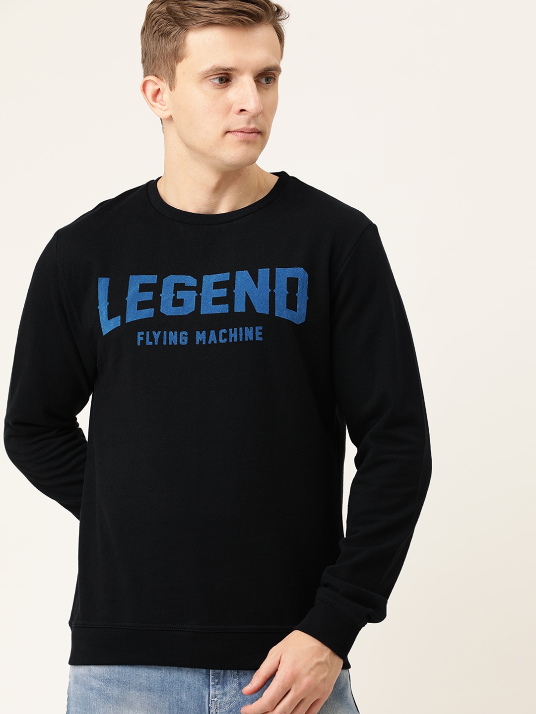 

Flying Machine Men Black & Blue Printed Sweatshirt