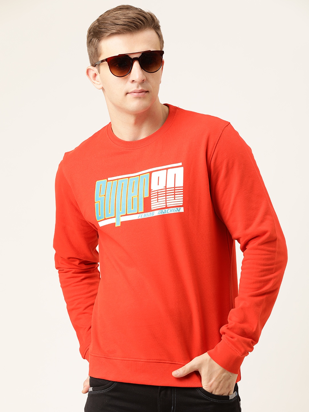 

Flying Machine Men Red Printed Pullover Sweatshirt
