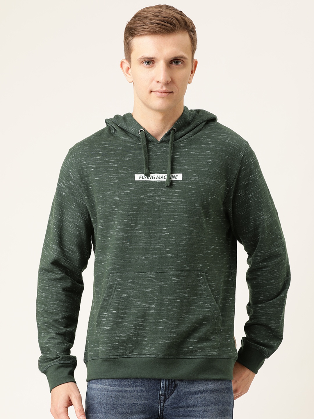 

Flying Machine Men Green Solid Hooded Sweatshirt