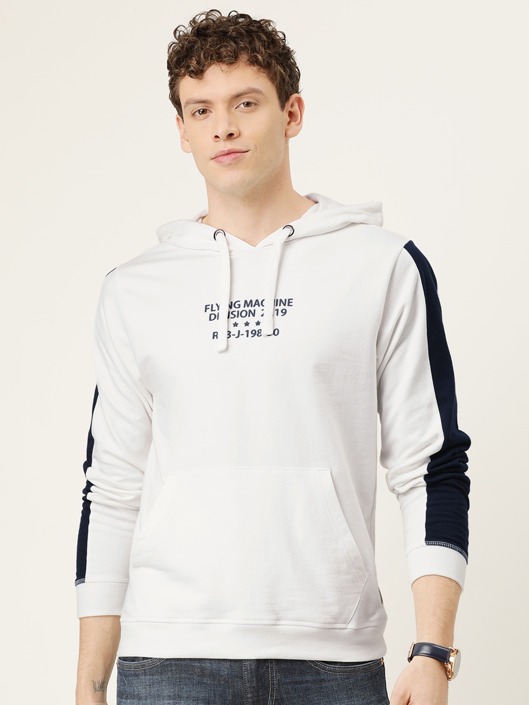 

Flying Machine Men Off-White Solid Sweatshirt