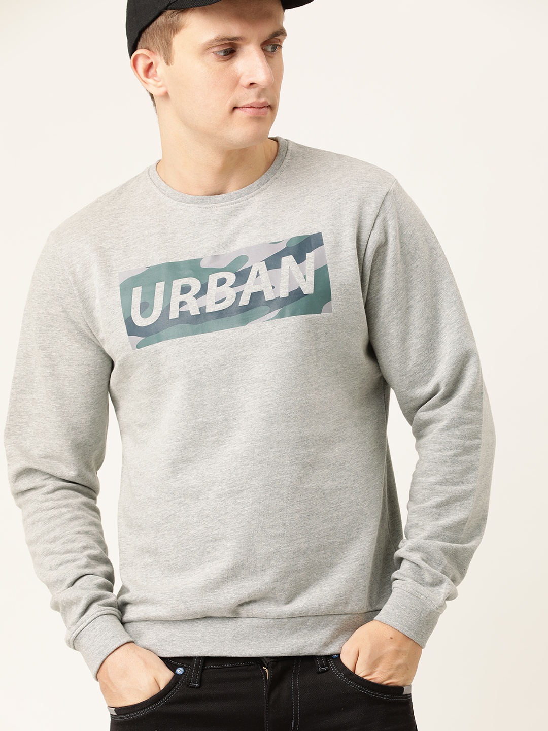 

Flying Machine Men Grey Printed Pullover Sweatshirt