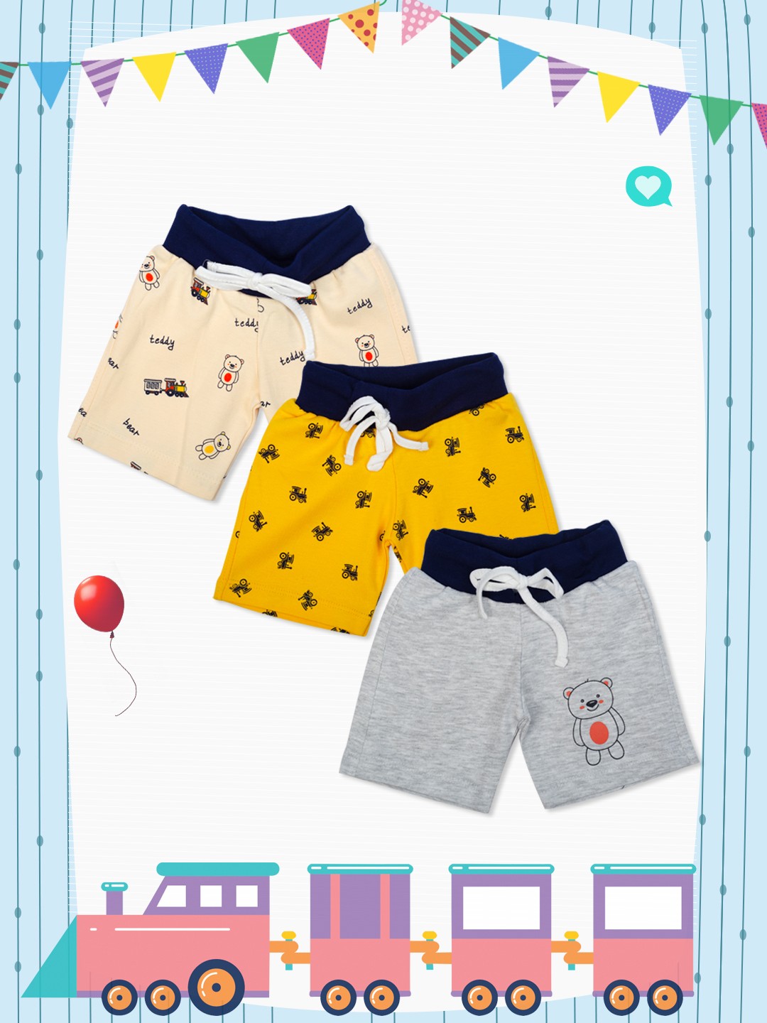 

MeeMee Boys Pack Of 3 Printed Regular Fit Shorts, Yellow