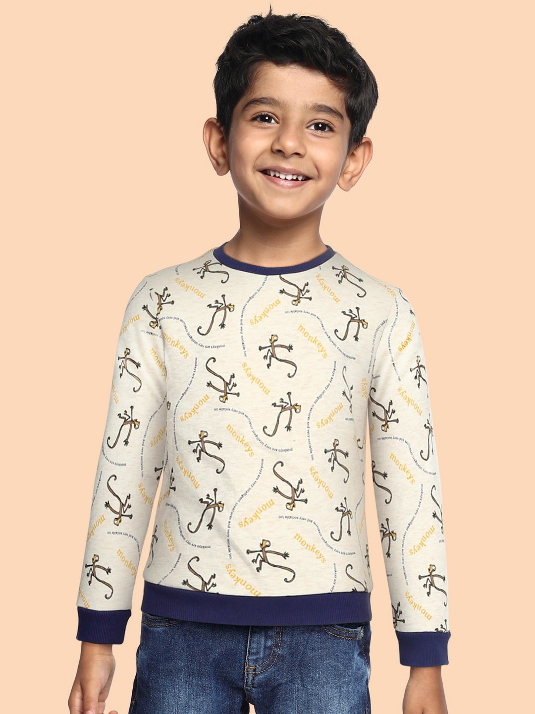 

Marks & Spencer Boys Beige & Brown Monkey Print Sweatshirt