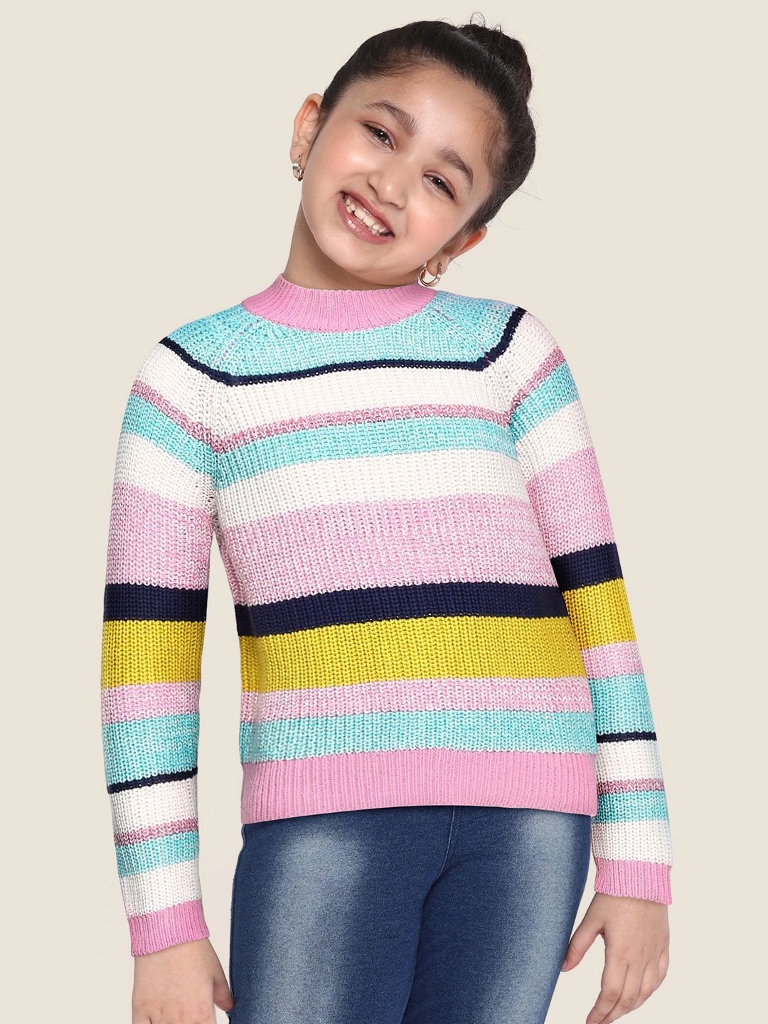 

Marks & Spencer Girls Pink & Blue Striped Pure Cotton Pullover