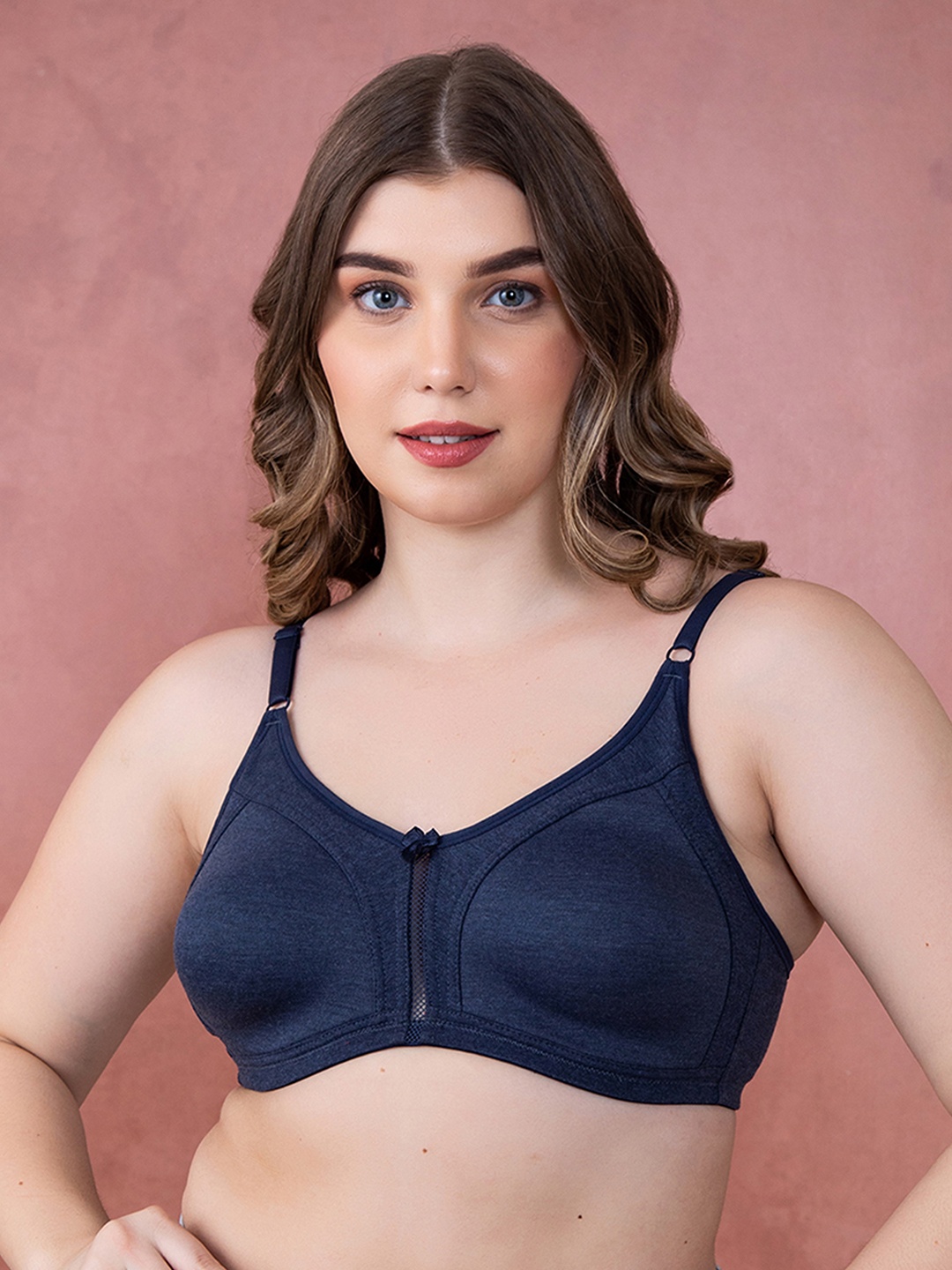 

Clovia Navy Blue Solid Non-Wired Non Padded T-shirt Bra BR2077R0832E