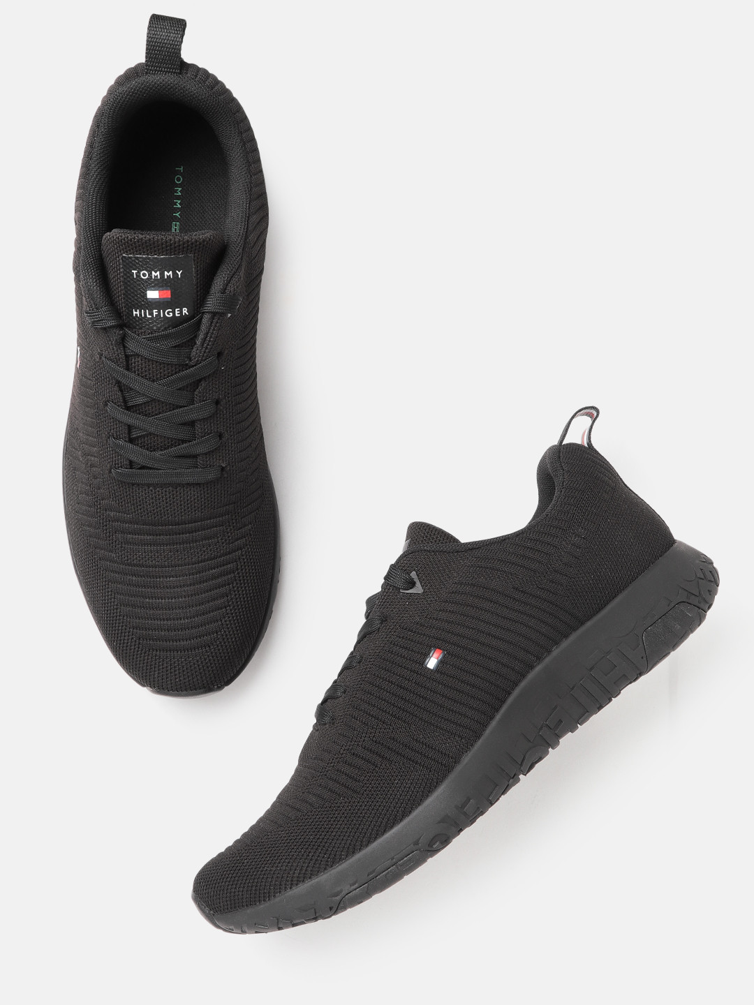

Tommy Hilfiger Men Black Woven Design CORPORATE KNIT RIB RUNNER Sneakers