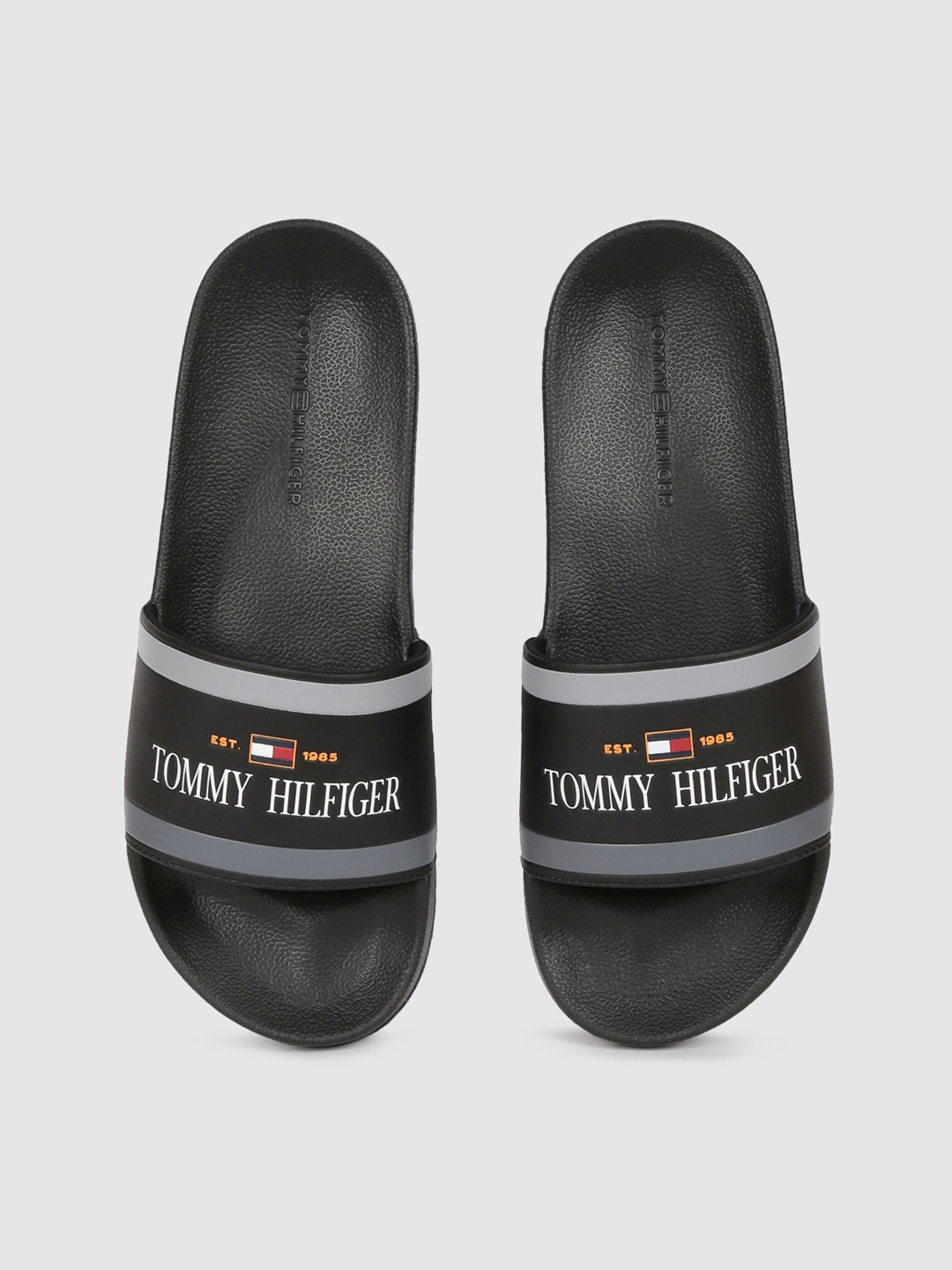

Tommy Hilfiger Men Black & Grey Printed Sliders