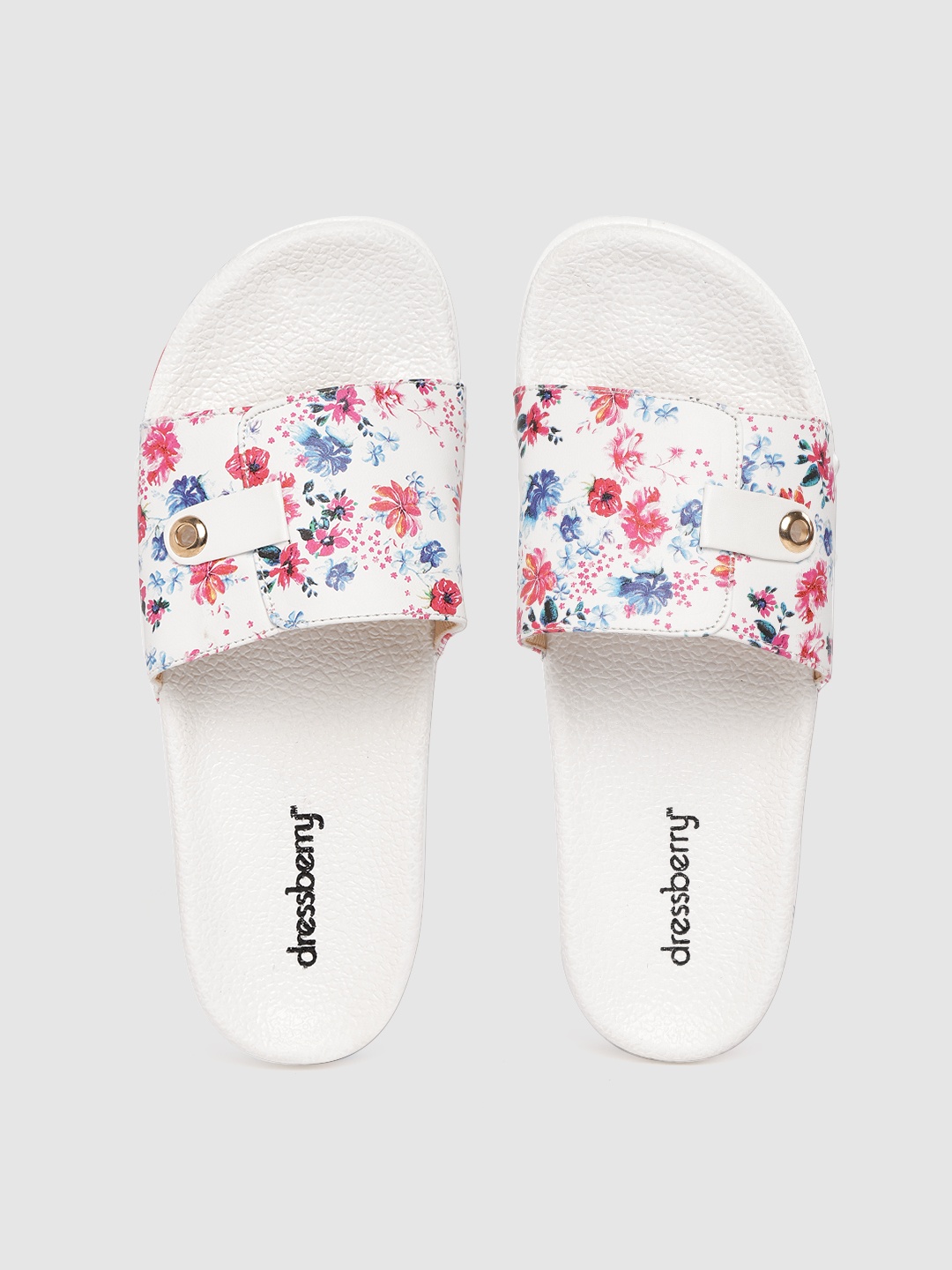 

DressBerry Women White & Pink Floral Print Sliders