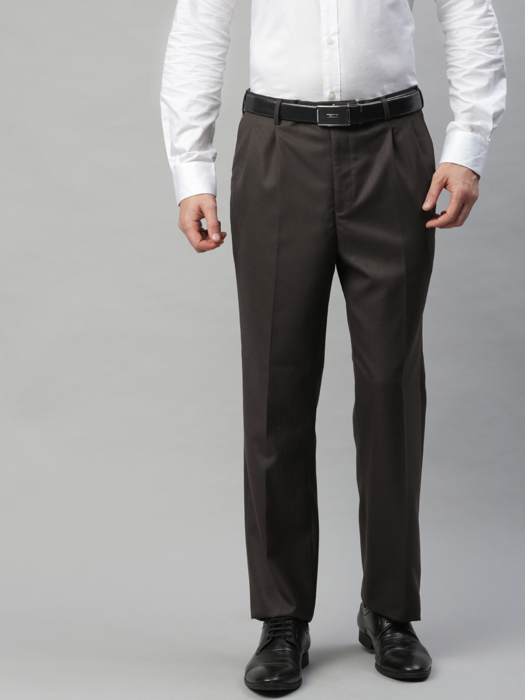 

Park Avenue Men Brown Regular Fit Solid Formal Trousers