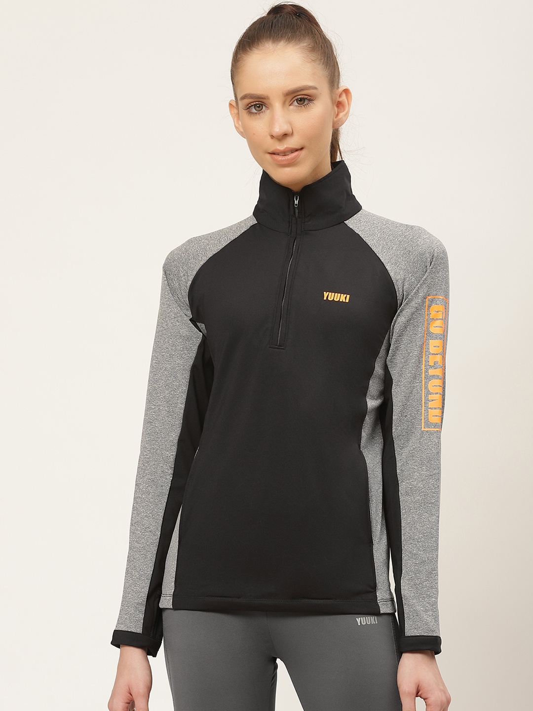 

Yuuki Women Black & Grey Solid Sweatshirt