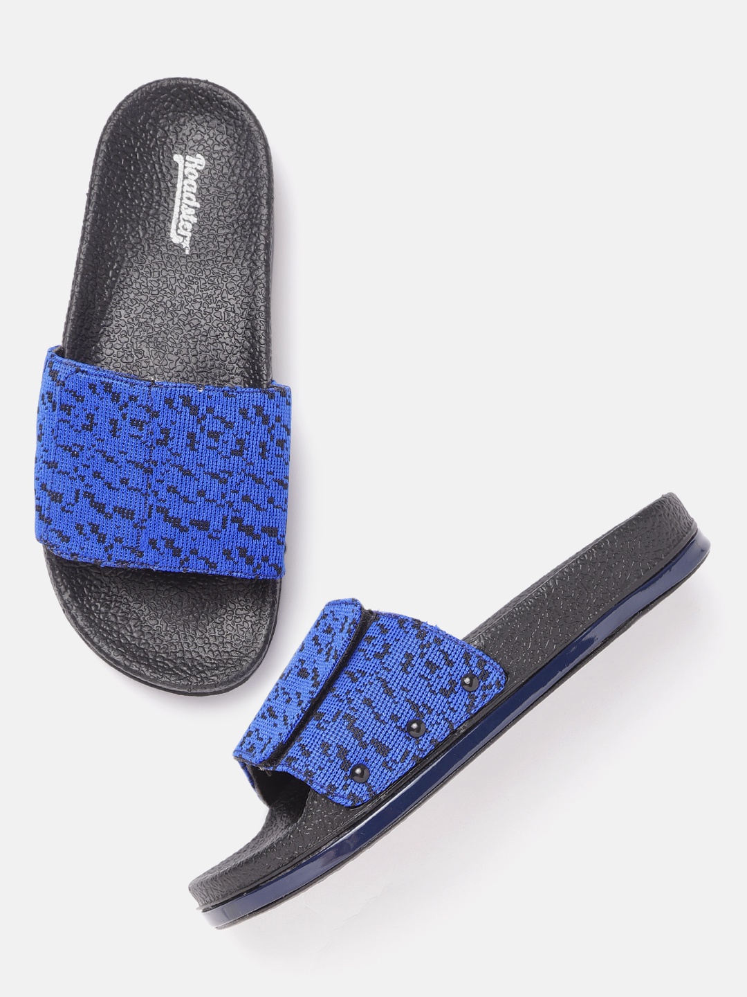 

Roadster Women Blue & Black Patterned Open Toe Flats