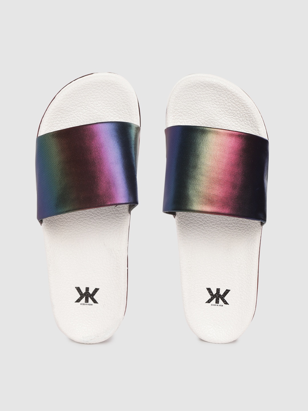 

Kook N Keech Women Multicoloured Holographic Sliders, Multi
