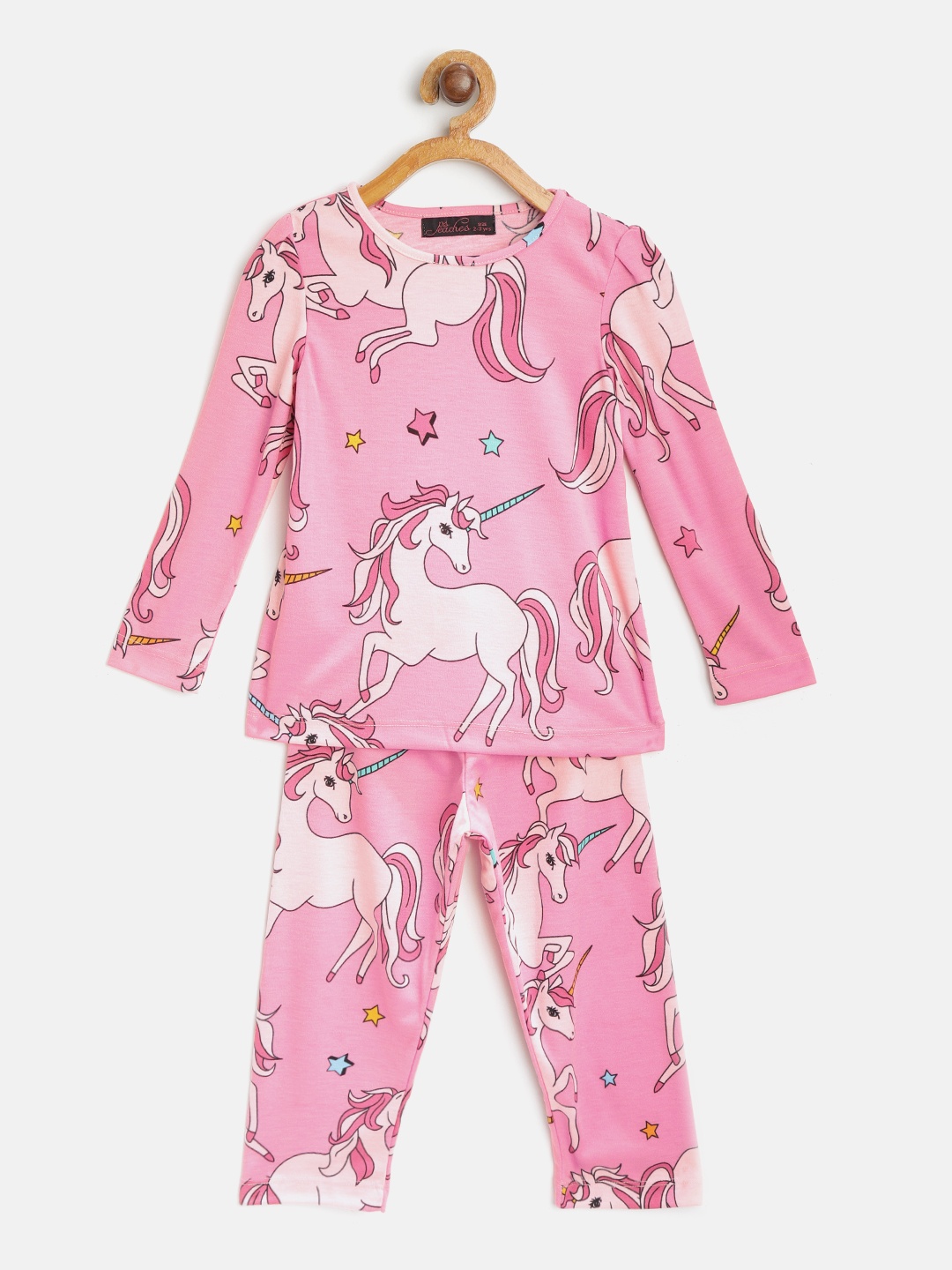 

pspeaches Girls Pink Unicorn Print Night Suit