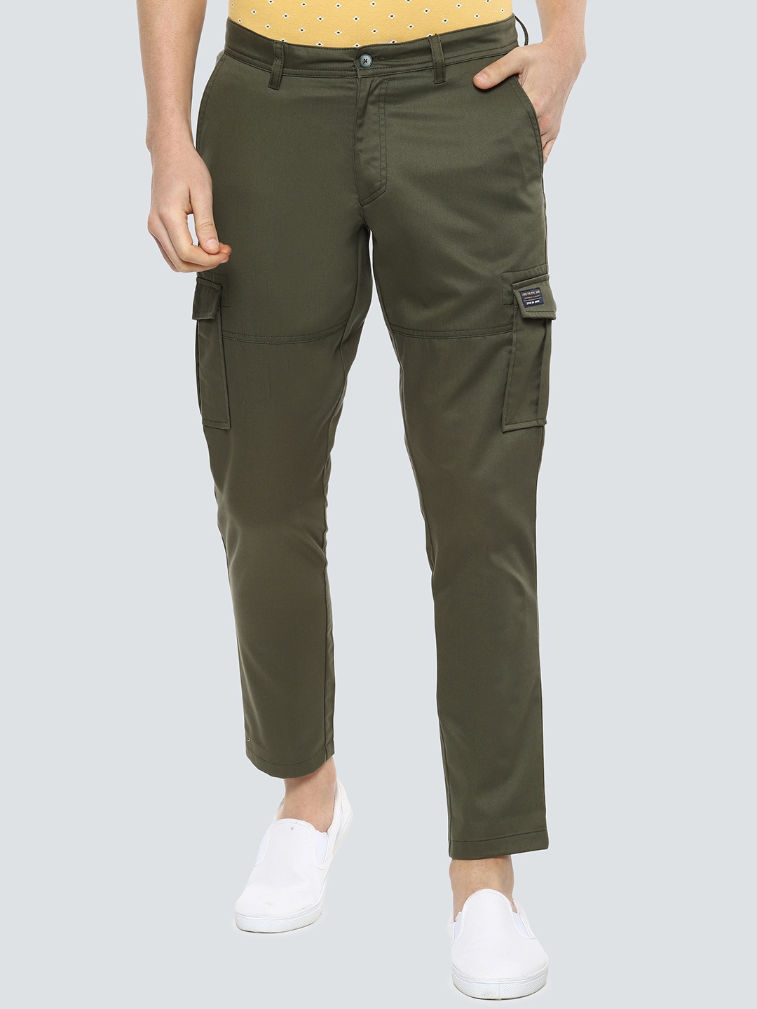 

Louis Philippe Jeans Men Comfort Tapered Fit Low-Rise Cargos, Khaki