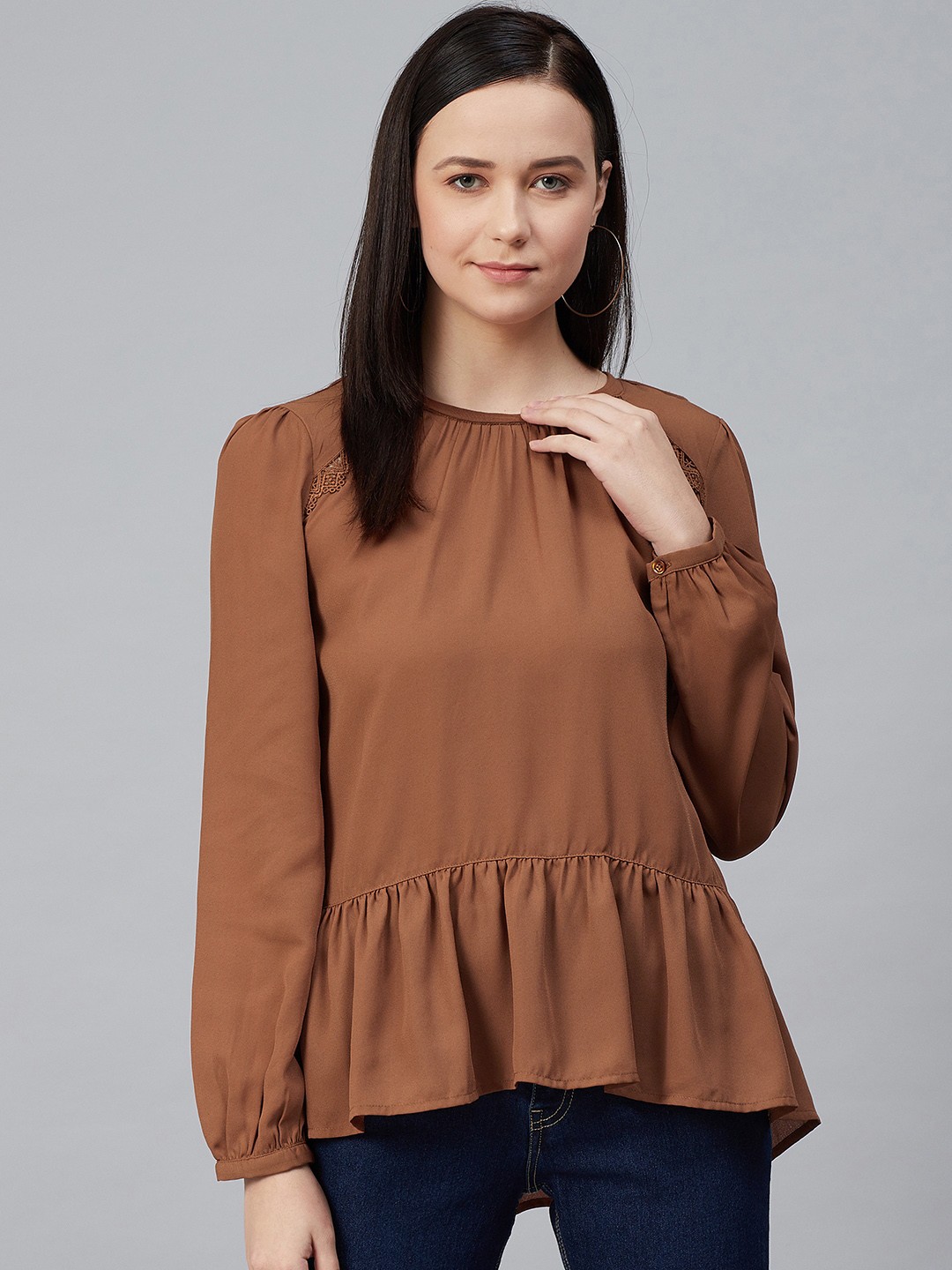 

Marks & Spencer Women Rust Orange Solid A-Line Top