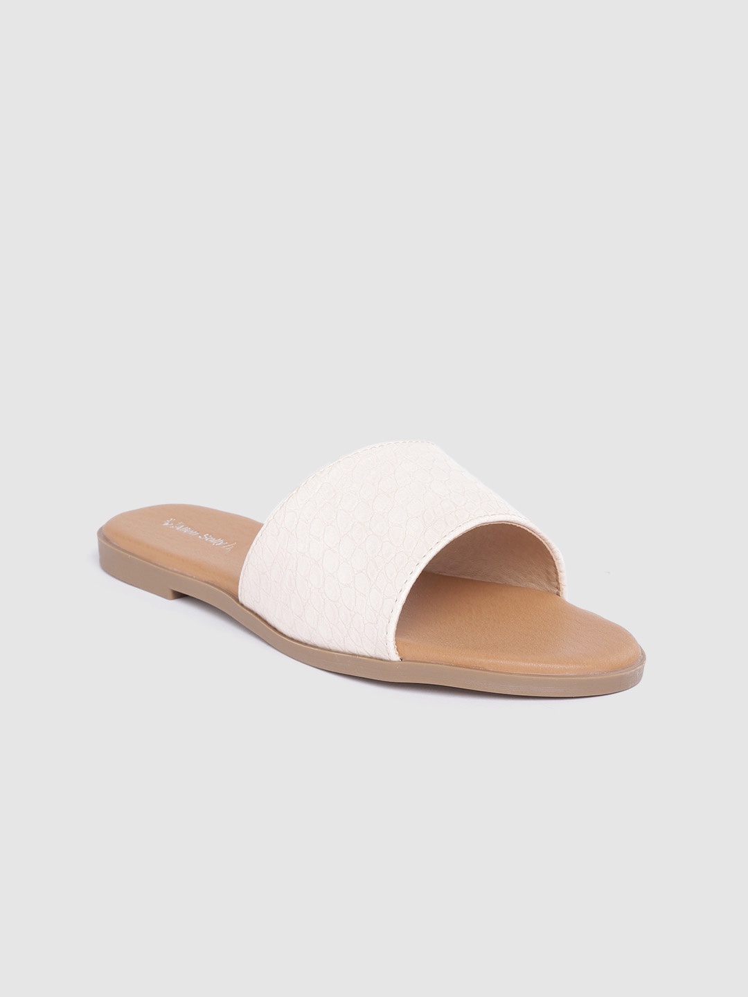 

Allen Solly Women Off-White Snakeskin-Textured Open Toe Flats