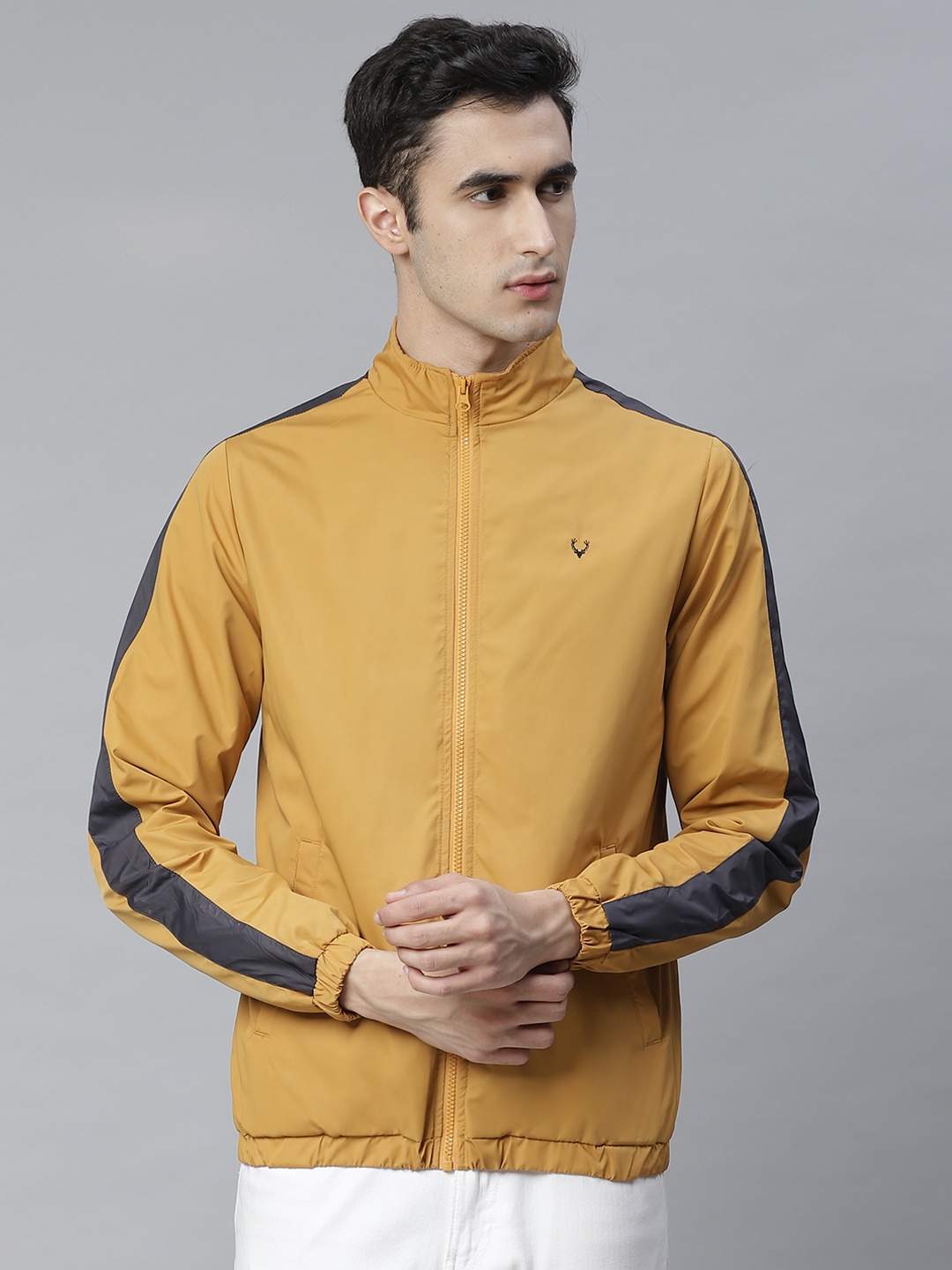 

Allen Solly Men Mustard Yellow Solid Lightweight Tailored Jacket